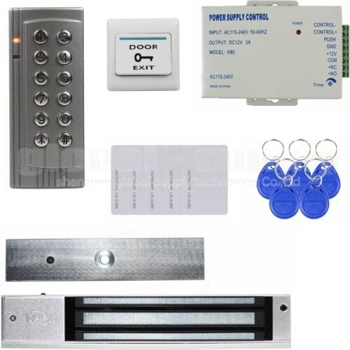 DIYSECUR RFID 125KHz Reader Password Keypad Access Control System Security Kit + Electric Magnetic Door Lock K4