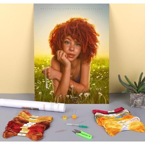 Woman Girl Printed Canvas 11CT Cross-Stitch Complete Kit Embroidery DMC Threads Painting Handmade Hobby Handicraft Room Sales
