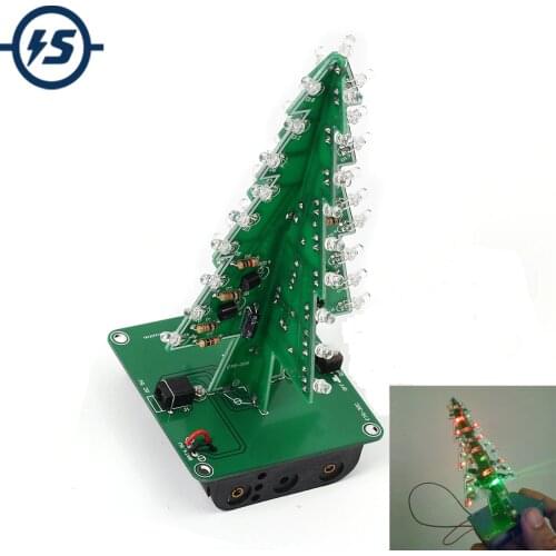 DIY Electronic Kit 7 Colors 3D Christmas Tree LED Flash Kit Three-Dimensional Colorful RGB LED Circuit Fun Suite Christmas Gift