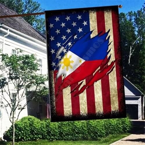 Philippines America Flag 3D Full Printing Thermal Transfer Garden Flags Hanging House Decoration Double-sided Printing