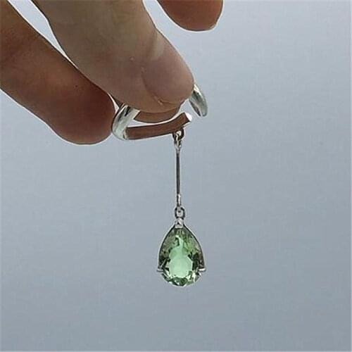 Korean Rhinestone Retro Green Water drop Ear Bone Clip 2021 new fashion Simplicity Jewelry female delicate trendy Dangle Earring
