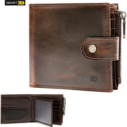 SmartLB Genuine Leather Wallet Short Credit Card Holders Male Coin Pocket Men Wallets Birthday Gifts For Dad