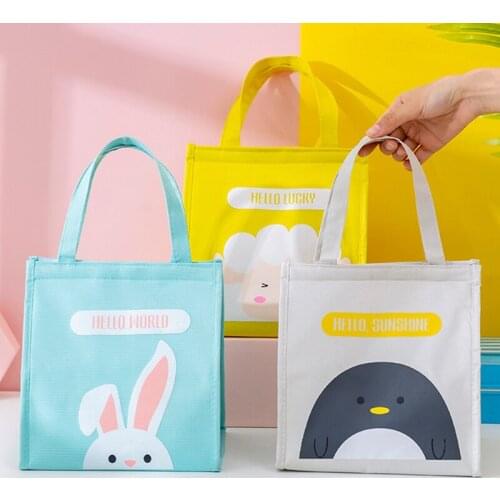 Cartoon Rabbit Insulated Lunch Bag Bento For Kids Women School Outdoor Park Picnic Keep-fresh Breakfast Drink Storage Cooler Bag
