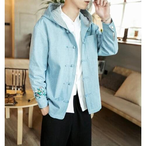 2019 Men Bomber Jackets Mens Kirin Embroidery Hooded Jackets Coats Male Chinese Fashions Loose Autumn Windbreaker