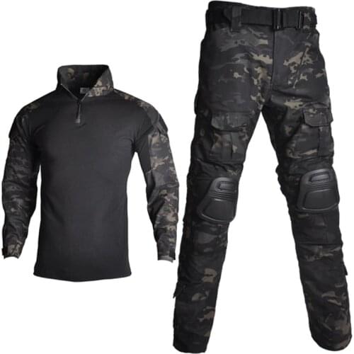 Tactical Camouflage Military Uniform Clothes Suit Men US Army Multicam Airsoft Combat Shirt + Cargo Pants Knee Pads