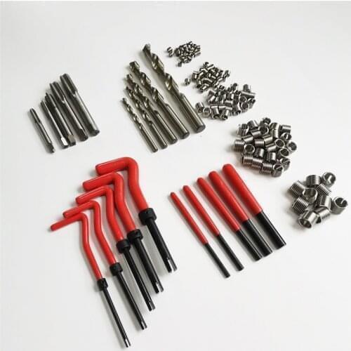 130pcs Car Pro Coil Drill Tool Metric Thread Repair Insert Kit M5M6M8M10M12for Helicoil Car Repair Tools Coarse Crowbar