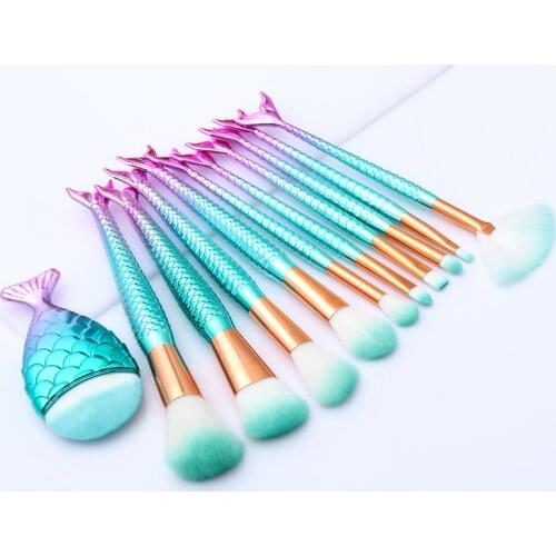 Professional Mermaid Makeup Brushes Set Eye Set Kits Shadow Eyeliner High Quality Makeup Brush Tools Eyebrow Beauty Tools Kit