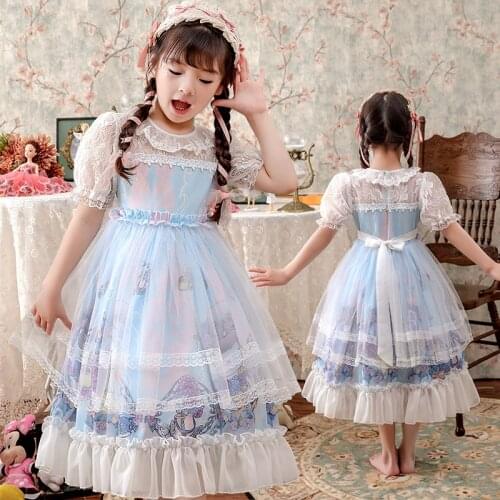 2020 New Lolita Dress Christmas Halloween Princess Dresses Printed Patterns Cartoon Sweet Cute Kids Dresses For Girls Tutu Lace