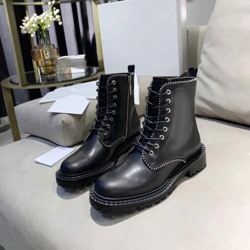 2021 Newest Winter Shoes Woman Motorcyle Boots Marten Boots Punk Genuine Leather Ankle Boots Woman Short Boots Zapatos De Mujer