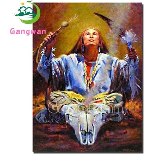 New Diamond Painting Cross Stitch "Indian feathers" 5D DIY Diamond Embroidery Bull skull Full Square/round Rhinestone Of Picture