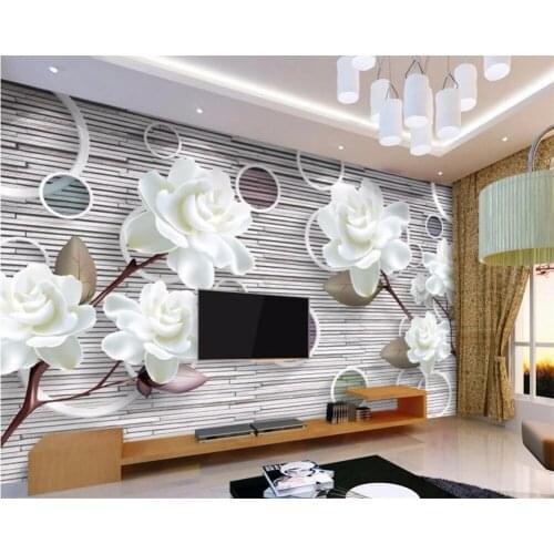 Beibehang Custom Wallpaper Modern Style White Flower Art Living Room Background 3d Wallpaper papel de parede 3d wallpaper mural