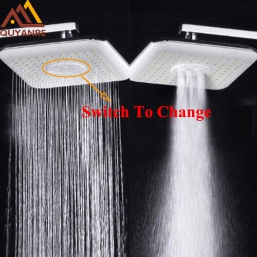 Wholesale and retail modern square 8" rainfall shower head top over-head shower sprayer dual function shower FREE SHIPPING