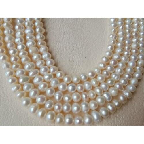 Wholesale 5PCS freshwater pearl loose beads 7-8mm white near round nature Jewelry marking