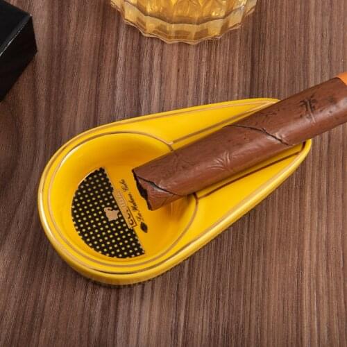 Cohiba CIGAR ASHTRAY Classic Yellow Ceramic non slip pocket CIGAR ASHTRAY frame single cigar frame 1 piece