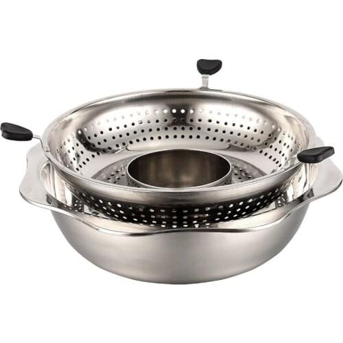 Stainless Steel lifting Household Hot Pot Basin Separated Hot Pot Commercial Rotate Electromagnetic Furnace Cooking Pot Cookware