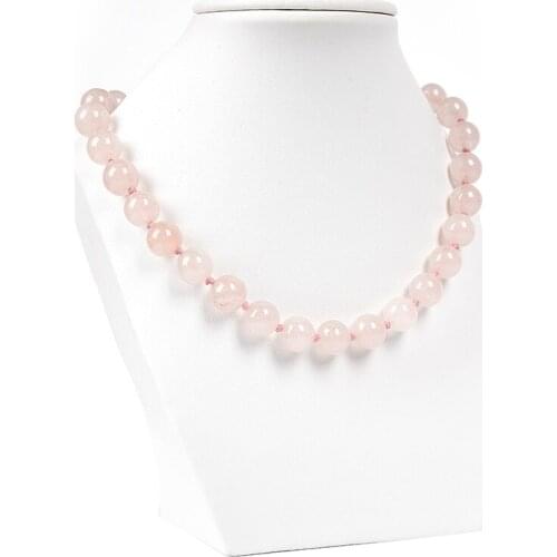 Pink Quartz Chalcedony 10mm Round Bead Necklace Handmade DIY Design Jewelry Women Clothing With Festival Birthday Gifts 18"