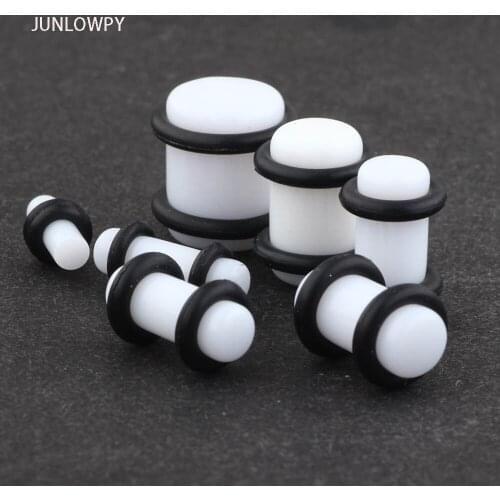 JUNLOWPY Ear Bone Piercing Acrylic White Black Grow In the Dark Earring Gauge Expander Stretcher Plug and Tunnel Piercing 100pcs