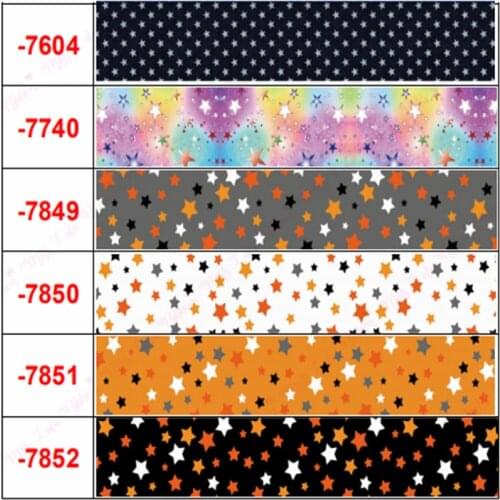 16mm-75mm Geometric Figure Series Moon Star Printed Grosgrain/Elastic Ribbon DIY Gift Box Accessories Party Decoration 50 Yards