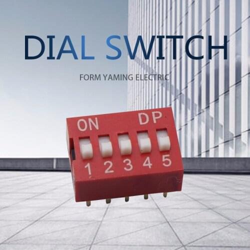100pcs Tact Switch 5P 2.54mm Five Position Allocate Code Level Poke Close Pitch Red ON DP