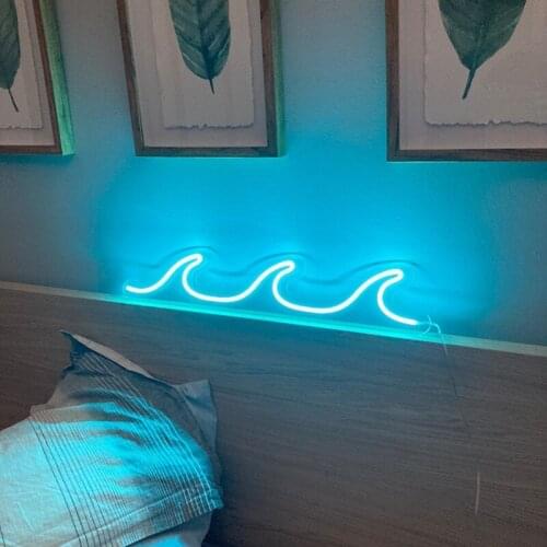 Wave Neon Light Sign Custom Noen Sign LED Neon Light Handcrafted Custom Neon Sign for Decoration Room Decor Wall Decor
