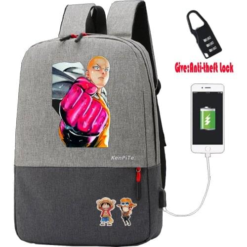 Japan anime one punch man Backpack teenagers Anti-theft USB Charging Knapsac UNISEX Laptop bag Travel backpack student book Bags