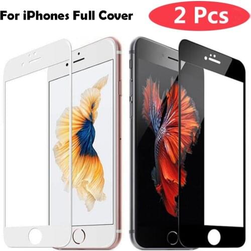 2 Pack Full Cover Tempered Glass For iPhone 7 8 Plus 5 5s SE Explosion-Proof Screen Protector Film On iPhone 6 6s Plus XR XS MAX