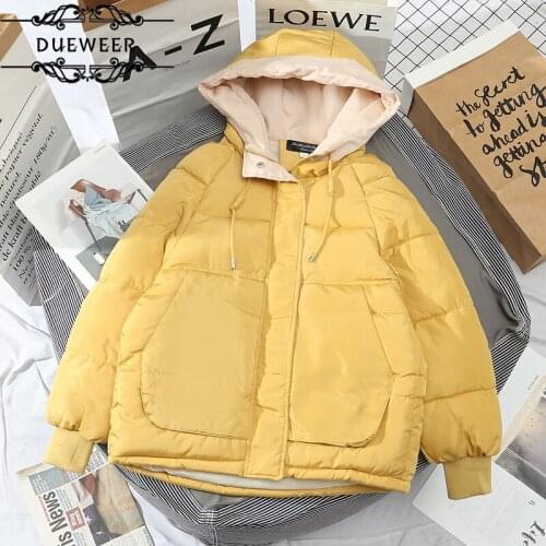 Short Parkas Womens Winter Thickening Puffer-coats Hooded Women Outwear Pockets Clothing Chic Casual Fashion Korean Style Simple