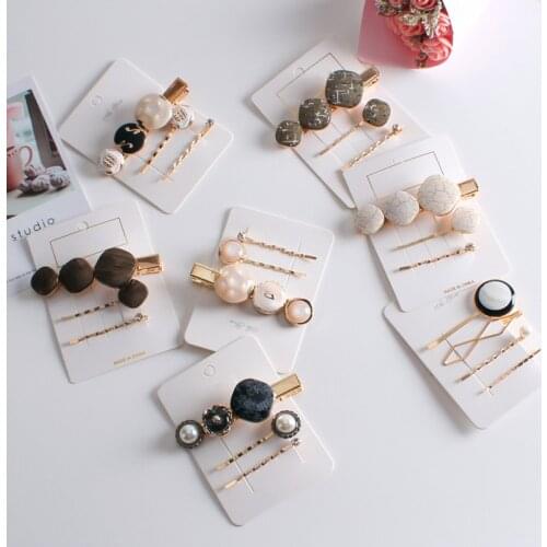 Q 3pcs Pearl Hair Clips Geometrical Hairpins Women Hair Clips Women Barrette Girls Hair Clip Hair Accessories