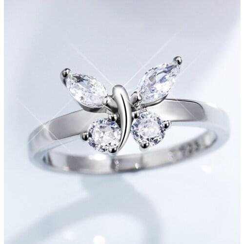 CAOSHI Aesthetic Shiny Crystal Butterfly Rings Elegant Female Exquisite Wedding Party Jewelry High-quality Accessories Chic Gift