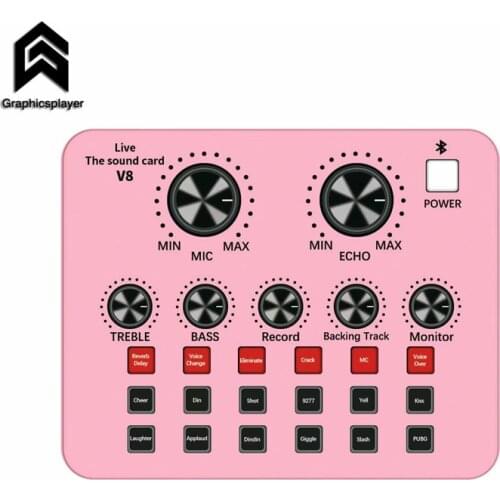 Live broadcast sound card online live video entertainment for PC mobile phone Android OS external sound card V8 Blue Pink Black