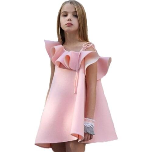 2018 New Fashion Baby Kids Elegant Princess Party Loose Pink Dress For Girls Children Clothes Summer Vestidos Dresses Clothing