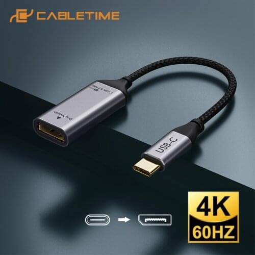 CABLETIME USB C to Displayport Adapter 4K 60Hz USB 3.1 Type C to DP Converter for Laptop PC Macbook Air Dell DP Adapter C331