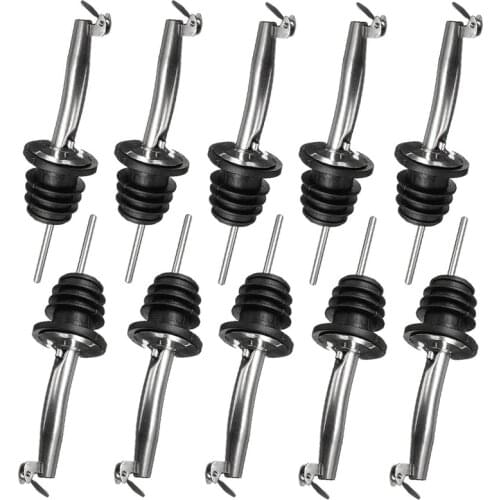 Promotion! 10-Pack Stainless Steel Wine Pourers Liquor Pour Spouts Set for Wine Liquor Olive Oil Coffee Syrup Vinegar Bottles