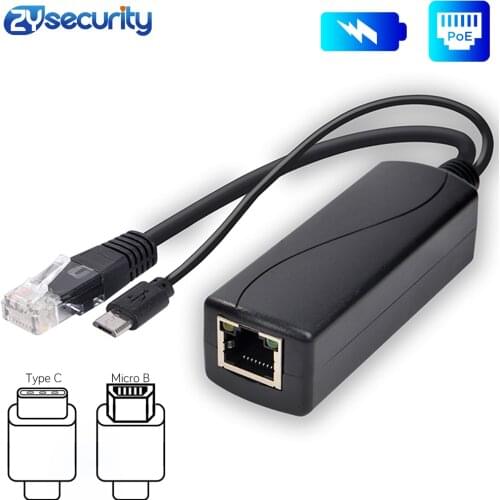 1.5KV Anti-Interference Active POE adapter Power Over Ethernet 48V To 5V 2.4A Micro USB and TYPE-C POE Splitter for Raspberry Pi