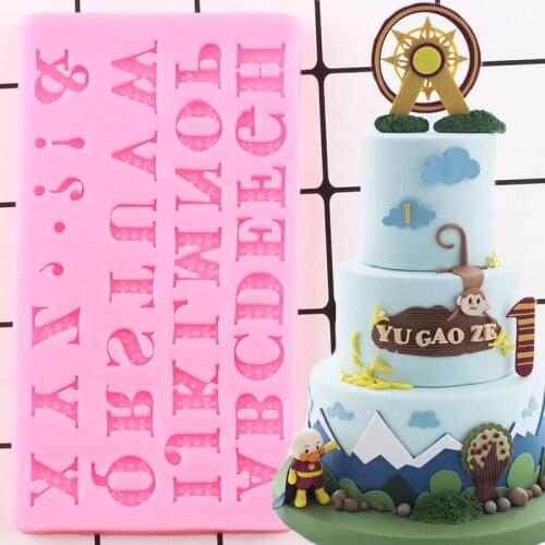 Letters Alphabet Border Silicone Molds DIY Baby Birthday Cupcake Topper Fondant Cake Decorating Tools Candy Clay Chocolate Mould