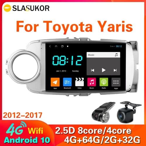 4G + 64G Android 10 Car Radio GPS Multimedia Player For Toyota Yaris 2012 2013 2014 2015 2016 2017 Video Navigation BT No 2 Din