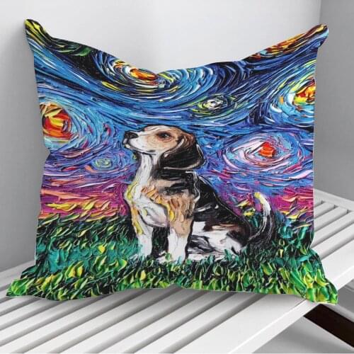 Beagle Night Throw Pillows Cushion Cover On Sofa Home Decor 45*45cm 40*40cm Gift Pillowcase Cojines Dropshipping