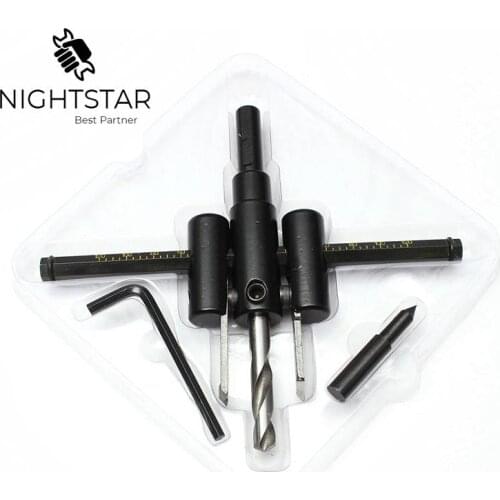 Binoax Adjustable Metal Wood Circle Hole Saw Drill Bit Cutter Kit DIY Tool 30mm-120mm Black Alloy blade 30mm-120mm Alloy blade