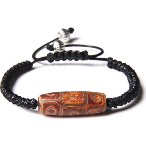 Tibetan Agat Bracelets Handmade Woven Nine Eye Dzi Beads Adjustable Bracelet Men Amulet Jewelry Braid Black Rope Pulsera Women