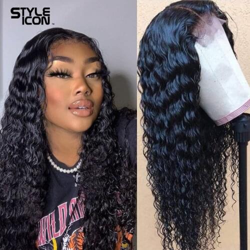 Brazilian Deep Curly Lace Front Wig Human Hair Wigs For Black Women Deep Wave 13*4 Glueless Lace Closure Wig Preplucked Hairline