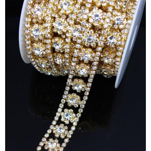 5 yard Wedding Dress Belt Costume Applique DIY Beauty Accessories Chain Silver/Gold Rhinestone Chain Crystal Chain Sew On Trims