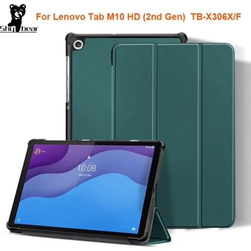 Stand Case for Lenovo Tab M10 HD 2nd 10.1 Inch PU Leather Cover With Magnet TB-X306X TB-X306F + Screen Protector + Stylus Pen