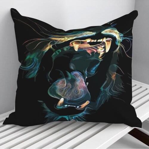 Black Lion Yawn Throw Pillows Cushion Cover On Sofa Home Decor 45*45cm 40*40cm Gift Pillowcase Cojines Dropshipping