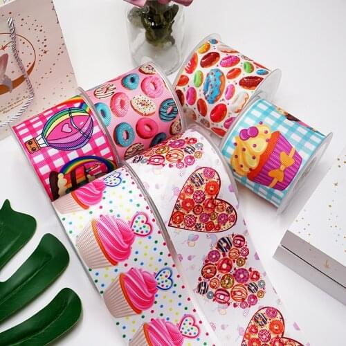 DIY Cartoon Dessert Printed Grosgrain Ribbon For Craft Supplies Sewing Accessories 5 Yards. 34619