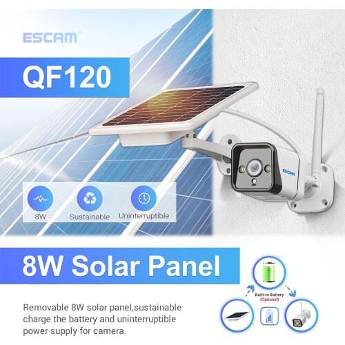 ESCAM QF120 2MP 1080P Wire-free Solar Power IP Camera Outdoor Water-proof Bullet Camera
