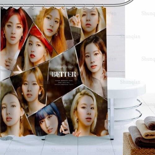 HOT KPOP TWICE Shower Curtain Palm Decor Waterproof Polyester Fabric Bath Curtain 180X180cm Eco-friendly Bathroom Curtain 0512