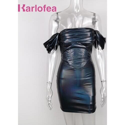 Karlofea Club Night Party Dress Elegant Strapless Off Shoulder Bodycon Dress Fashion Sparkly Outfits Sexy Bustier Celebrity Wear