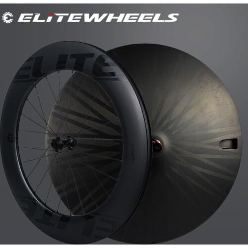 ELITEWHEELS Triathlon Disc Brake Carbon Wheelset 25mm Wide Time Trial Wheels FIxed Gear/road Hub For T T Racing Bicycle Wheel