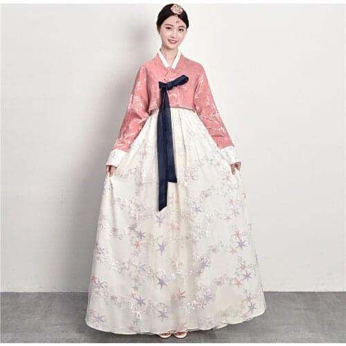 Korean Fashion Ancient Costume Women Hanbok Dress Stage Performance Traditional Court Wedding Pincess Dress Minority Clothing
