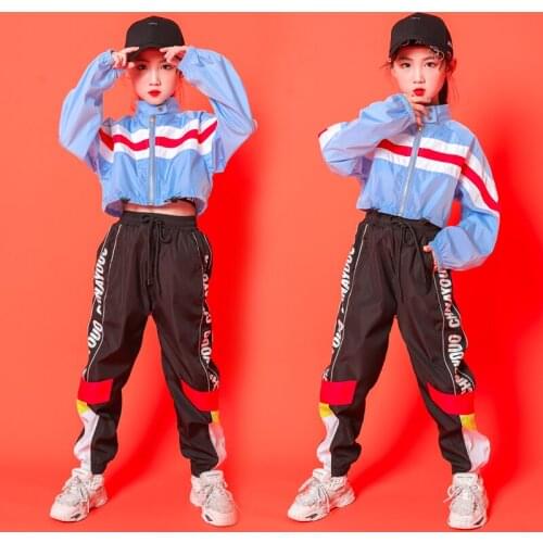 Korean Girls Jazz Dance Costume Kids Hip-hop Dance Clothing Long Sleeve Boy Street Dance Uniform for Show Autumn Tracksuit